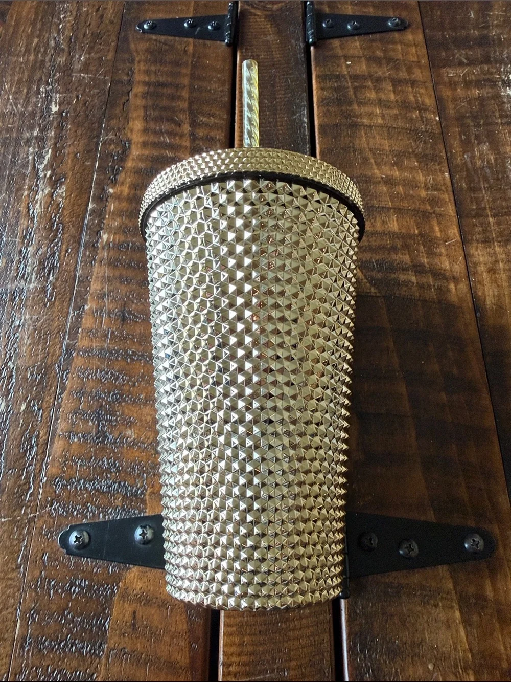 Starbucks Holiday 2022 Metallic Gold Studded Tumbler 16oz Grande Cold Cup